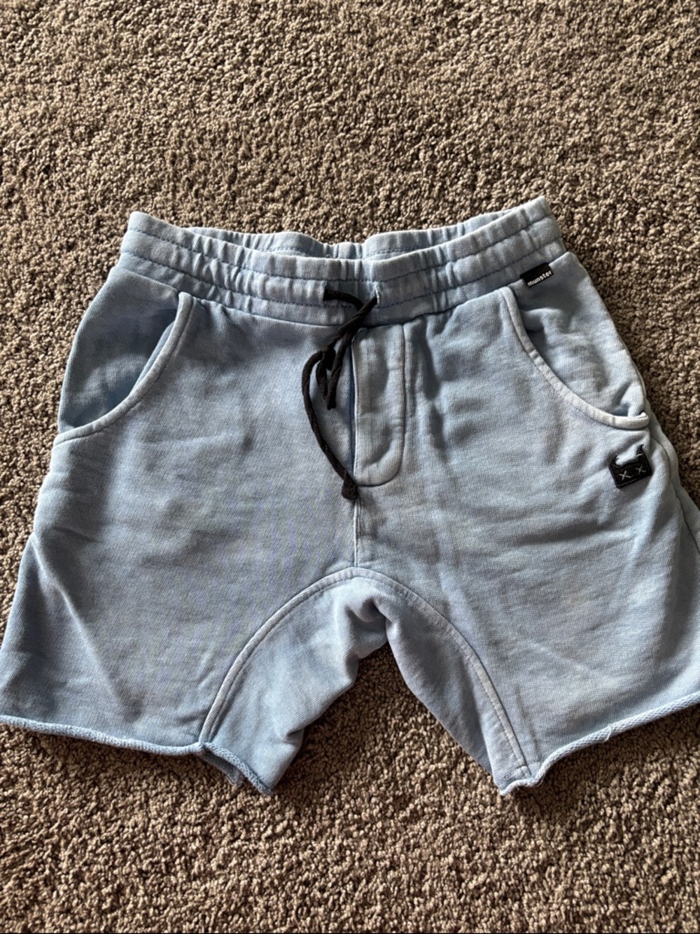 Munster Pale Blue Kids Sweat Shorts with Black Drawstring